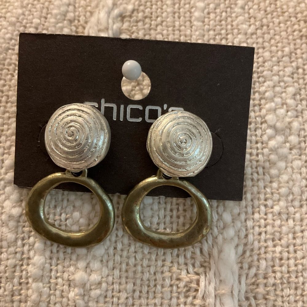 0138-Chico's‎ Silver and Gold Statement Earrings